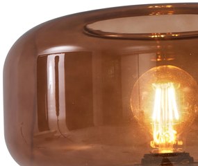 Retro stojacia lampa čierna s bronzovým sklom - Bizle