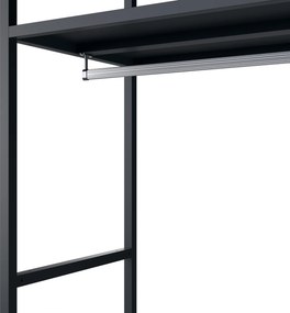 Kancelársky regál otvorený s tyčou na oblečenie, do recepcie a čakárne, kovový, antracitový, 800x2200x400 mm: ARIEL