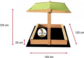 Detské pieskovisko so zelenou strieškou