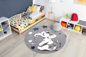 styldomova Detský sivý koberec PETIT Slon kruh