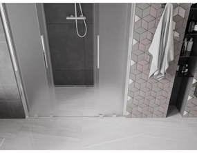 Mexen Velar L Duo, posuvné sprchové dvere do otvoru 160 cm, 8mm sklo námraza, chrómová, 871-160-003-32-01