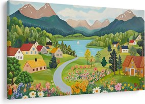 Obraz - Dedina v horách (90x60 cm)