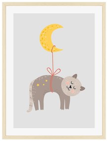 Sweet Dreams - mačička s mesiačikom - obraz do detskej izby Bez rámu  | Dolope