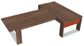 Stôl Verno+ S 200 x 300 cm s rokovacím prvkom, orech / oranžová