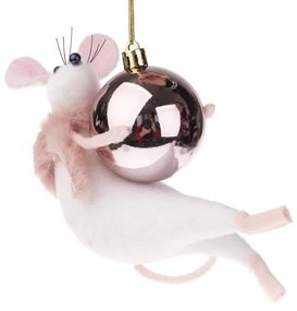 Závesná myš s guľou - ružová
