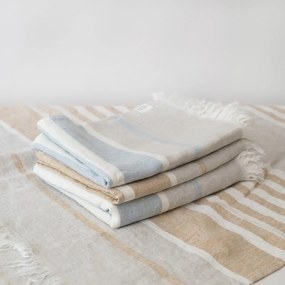 Béžová ľanová plážová deka 140x170 cm Allure Stripe – Linen Tales