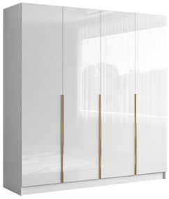 ŠATNÍKOVÁ SKRIŇA BLANCA BIELÝ LESK 4D ZLATÉ ÚCHYTKY
