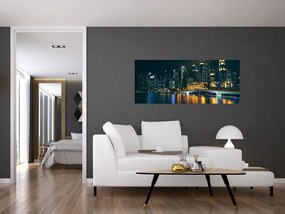 Obraz nočného Singapuru (120x50 cm)