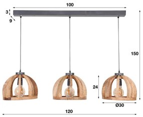 Luster 83-65 Wooden curved mango frame  - Komfort-nábytok