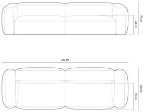 Zelená pohovka 320 cm Martina – Micadoni Home