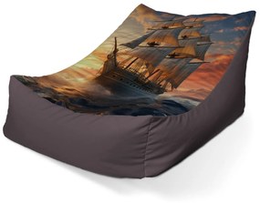 Sablio Sedací vak Lounge Plachetnica vo vlnách pri východe slnka - 80 x 95 x 50 cm