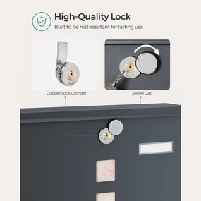 Poštová schránka s priehradkou na noviny, antracitovo sivá