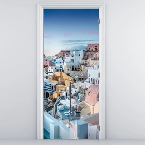 Fototapeta na dvere - Stmievanie v Santorini (95x205cm)