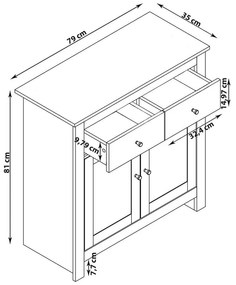Nízka komoda v dekore duba v sivo-prírodnej farbe 79x81 cm Emerald – Støraa