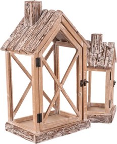 Set dvoch drevených lampášov hnedý DA219 (2 ks)