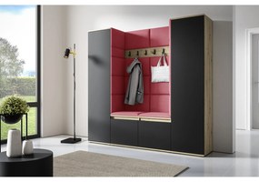 Predsieňová stena AMI 31 Bez zrkadla Dub artisan + čierna Červená