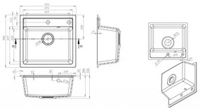 Vima Drezový set Grohe 4/C - Granitový drez 530x500 mm, sivá + Drezová batéria Grohe Eurosmart