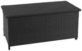 Polyratanový záhradný úložný box HWC-D88 - prémiová čierna, 63x135x52cm 320l