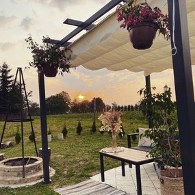 Hliníková pergola Handan 300x300 cm - čierna / béžová