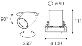 LED2 Zápustné flexibilné LED osvetlenie HIDE, 20W, teplá biela, okrúhle, biele