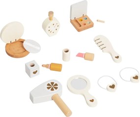 Veľká drevená toaletka ELLY pre deti s LED svetlom a taburetkou natural