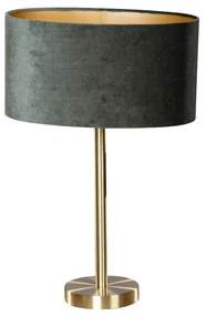 Stolová lampa mosadz s oválnym zamatovým tienidlom zelená 35 cm - Simplo