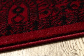 Dywany Łuszczów Koberec DO OBÝVAČKY JEDÁLNE bordó Rámček rozeta orient s strapcami 100x200 cm