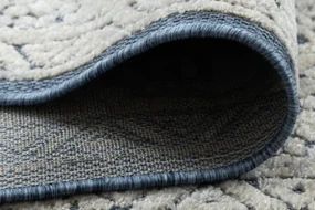Koberec SOLE D3871 Ornament, ramka - ploské tkanie modrý / béžový