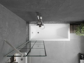 Mexen Next, 1-krídlová vaňová zástena 60 x 150 cm, 6mm číre sklo - čierny vzor, oceľová, 895-060-000-00-77-97