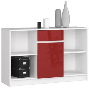 Komoda Briar  (biela + červený lesk). Akcia -20%. Vlastná spoľahlivá doprava až k Vám domov. 1069872