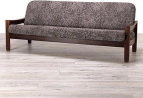 Bielastické poťahy MARMO hnedé trojkreslo s drevenými rúčkami (š. 150 - 200 cm)