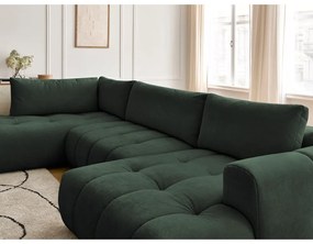 Zelená rozkladacia/s úložným priestorom rohová pohovka (ľavý roh/do tvaru "U") Fuji – Bobochic Paris