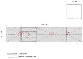 Závesný TV stolík Asha 200 cm - artisan / čierny mat