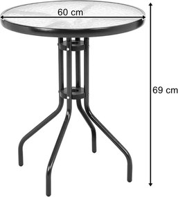 Záhradný set TREGO ISLAND - 2 stoličky s opierkami a okrúhly stôl ø 60 cm, antracitová