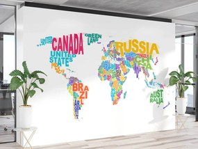 Gario Fototapeta Mapa sveta - farebné nápisy Materiál: Vliesová, Rozmery: 350 x 245 cm