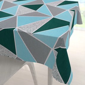 Biante Bavlnený štvorcový obrus Sandra SA-334 Modro-zelené trojuholníky 110x110 cm