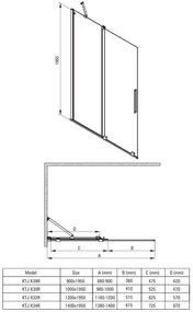Deante Prizma, posuvné sprchové dvere 900x1950mm, 6mm číre sklo, zlatý matný profil, DEA-KTJ_R39R