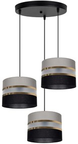 Luster na lanku CORAL 3xE27/60W/230V čiernošedá