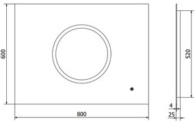 Mexen Koga, LED kúpeľňové zrkadlo s podsvietením 80 x 60 cm, 6000K, ochrana proti zahmlievaniu, 9821-080-060-611-00