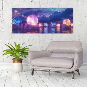 Obraz - Planéty na vode (120x50 cm)