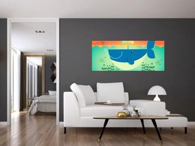 Obraz - Veselá veľryba v mori (120x50 cm)
