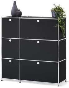 Komoda »CN3« so 6 výklopnými dvierkami, čierna