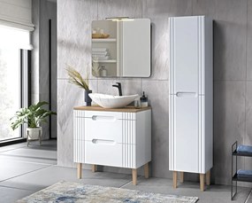 Kúpeľňová zostava Fiji 80 cm s umývadlom, skrinkami a zrkadlom biela/dub coast evoke