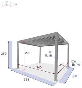 Deokork Záhradný hliníkový altánok elektrický MEGAN 3,6x3,6 m (grafit)
