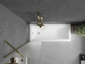 Mexen Next, vaňová zástena 1-krídlová 50 x 150 cm, fixné krídlo, 6 mm námraza sklo, zlatý profil, 895-050-000-00-30-50