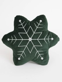 Vianočný vankúšik 30 x 30 cm - Vločka tmavo zelená