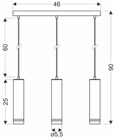 Luster na lanku TUBO 3xGU10/25W/230V