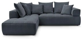 Tmavomodrá ženilková rohová pohovka (ľavý roh/do L) Whesley – Bobochic Paris