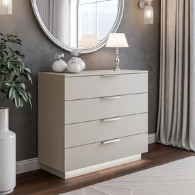 KOMODA MARION 2S KAŠMÍR STRIEBORNÉ ÚCHYTKY LED 95 cm