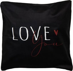 Bielo-čierna obliečka na vankúš so srdiečkom Love you Heart & Smile - 45*45 cm